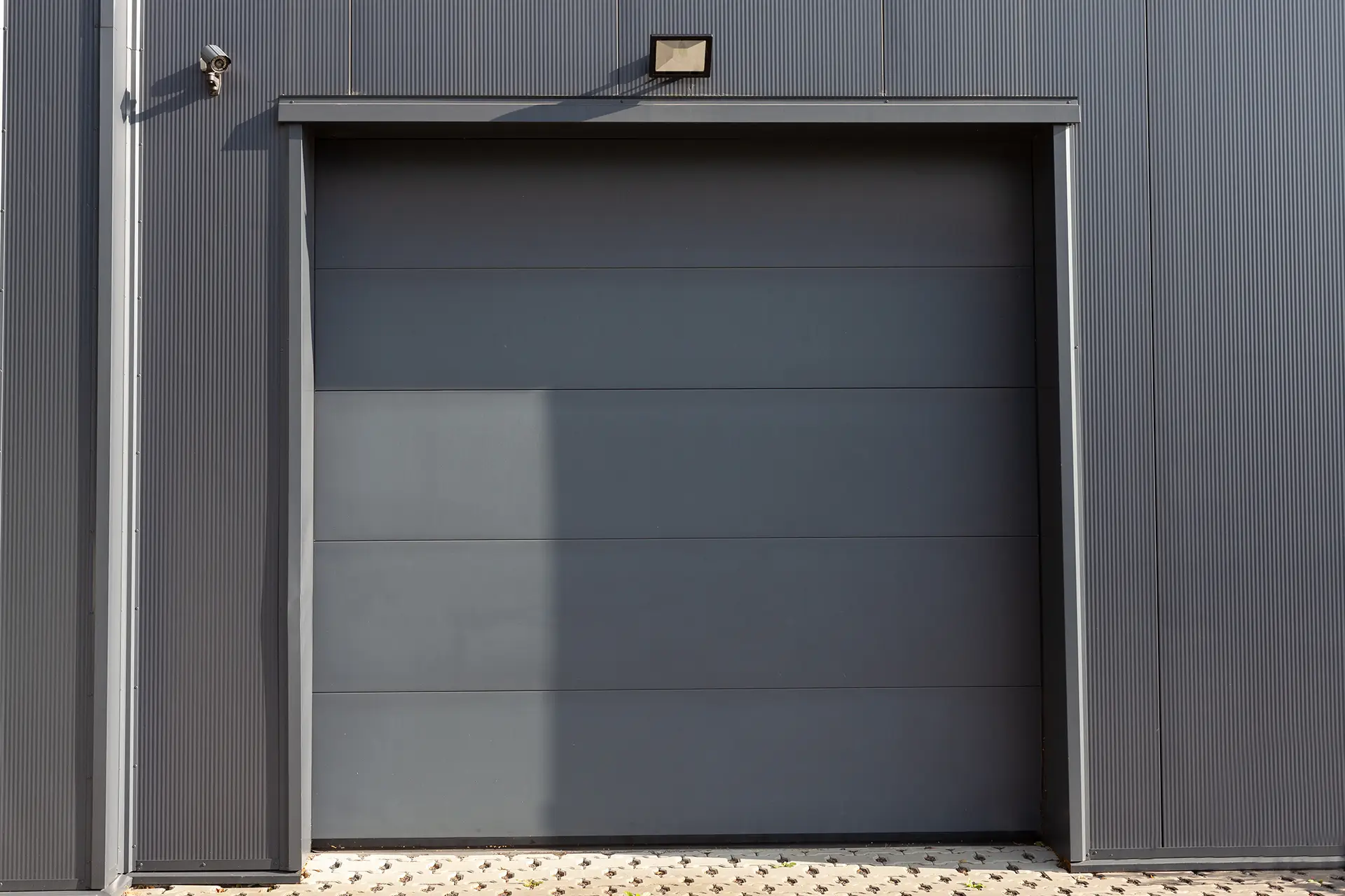 black garage door