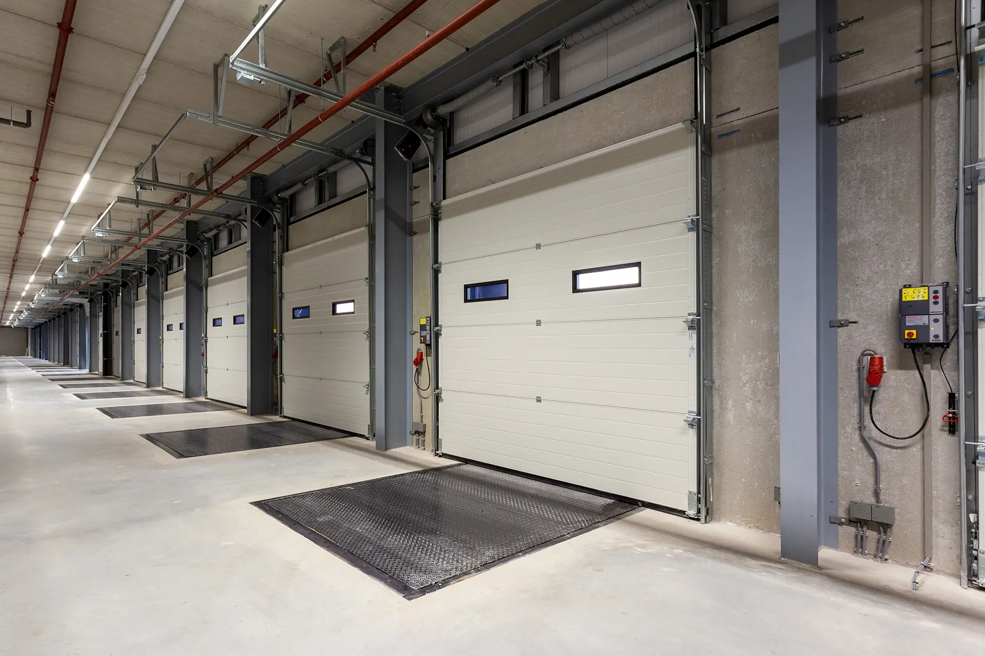 white steel doors